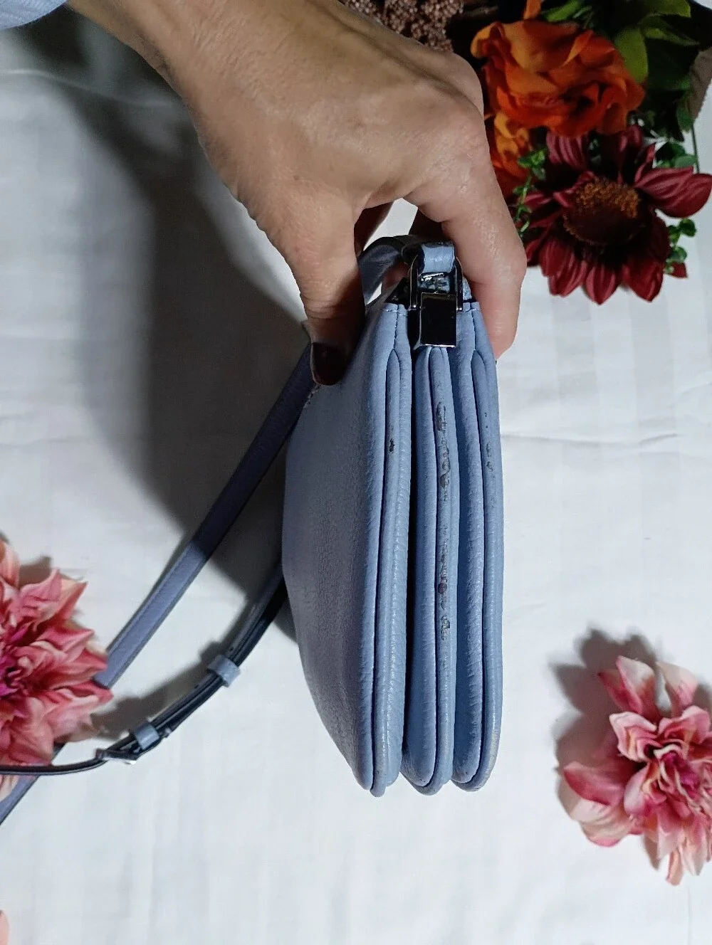 kate spade Baby Blue Pebbled Leather Crossbody Bag